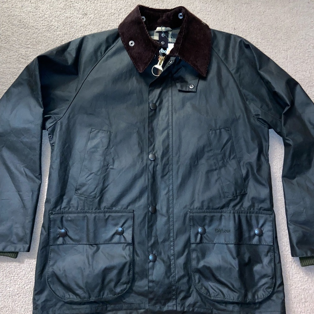 Barbour Mens Classic Bedale Waxed Cotton Jacket Size 38 Sage Green Tartan NWT